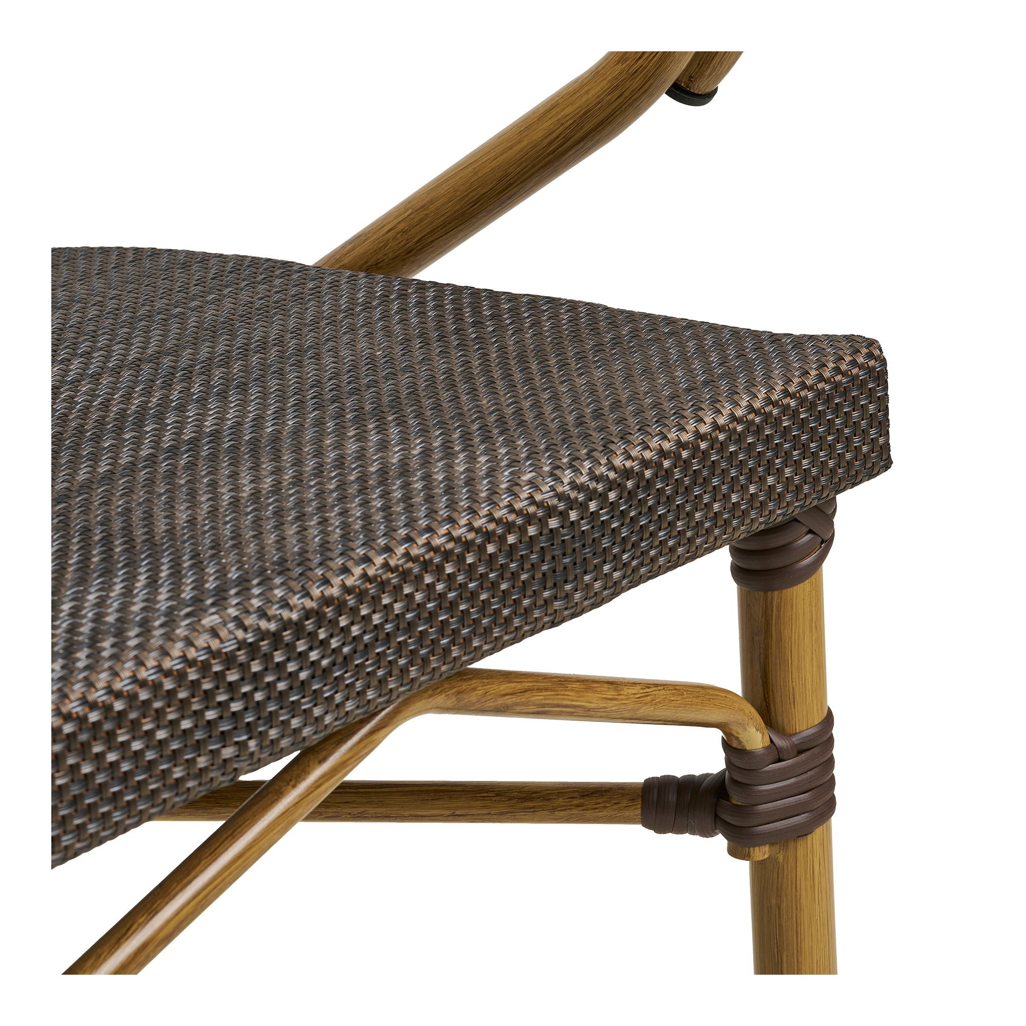 Cadeira de mesa de jantar Calda - cadeira de mesa de jantar, alumínio/têxteis, marrom escuro, look de bambu pernas
