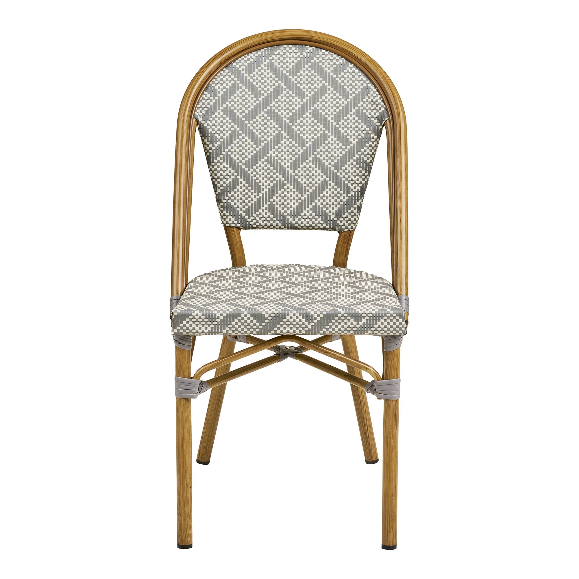Cadeira de jantar de Lauria - cadeira de mesa de jantar, alumínio/têxteis, branco, cinza, bambu.