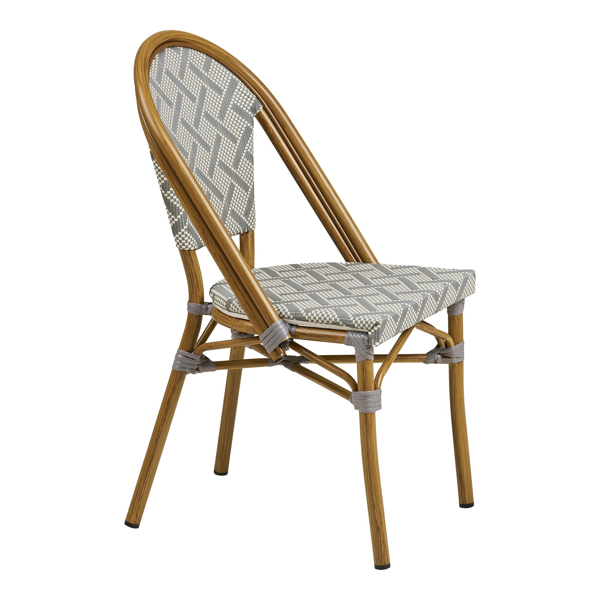 Cadeira de jantar de Lauria - cadeira de mesa de jantar, alumínio/têxteis, branco, cinza, bambu.