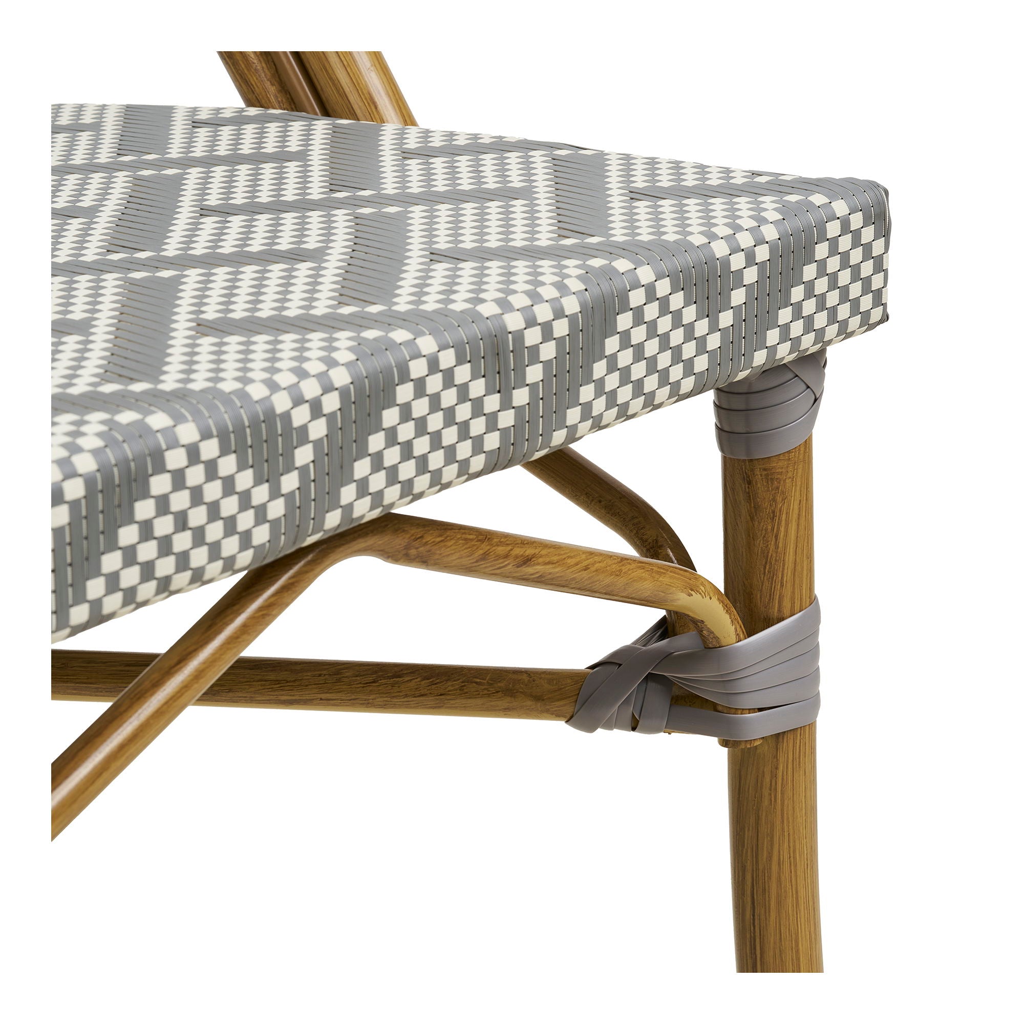 Cadeira de jantar de Lauria - cadeira de mesa de jantar, alumínio/têxteis, branco, cinza, bambu.
