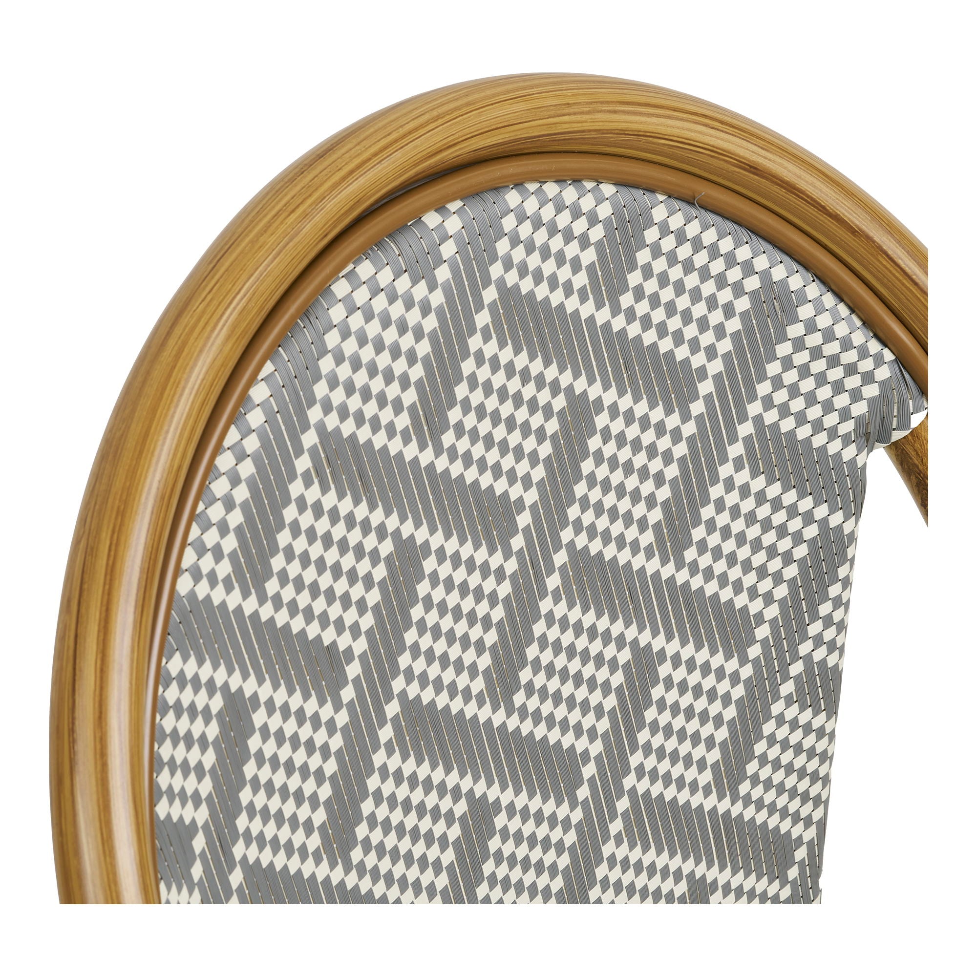 Cadeira de jantar de Lauria - cadeira de mesa de jantar, alumínio/têxteis, branco, cinza, bambu.