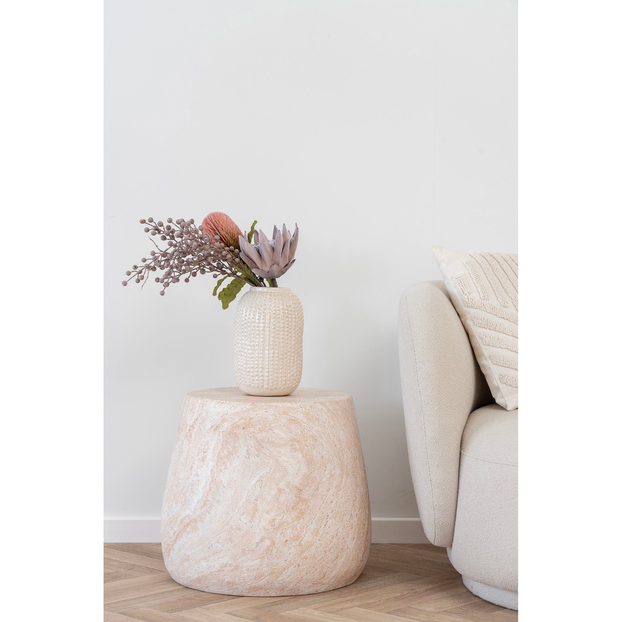 Mesa lateral, argila de fibra, natureza<br>Ø47.5x41 cm