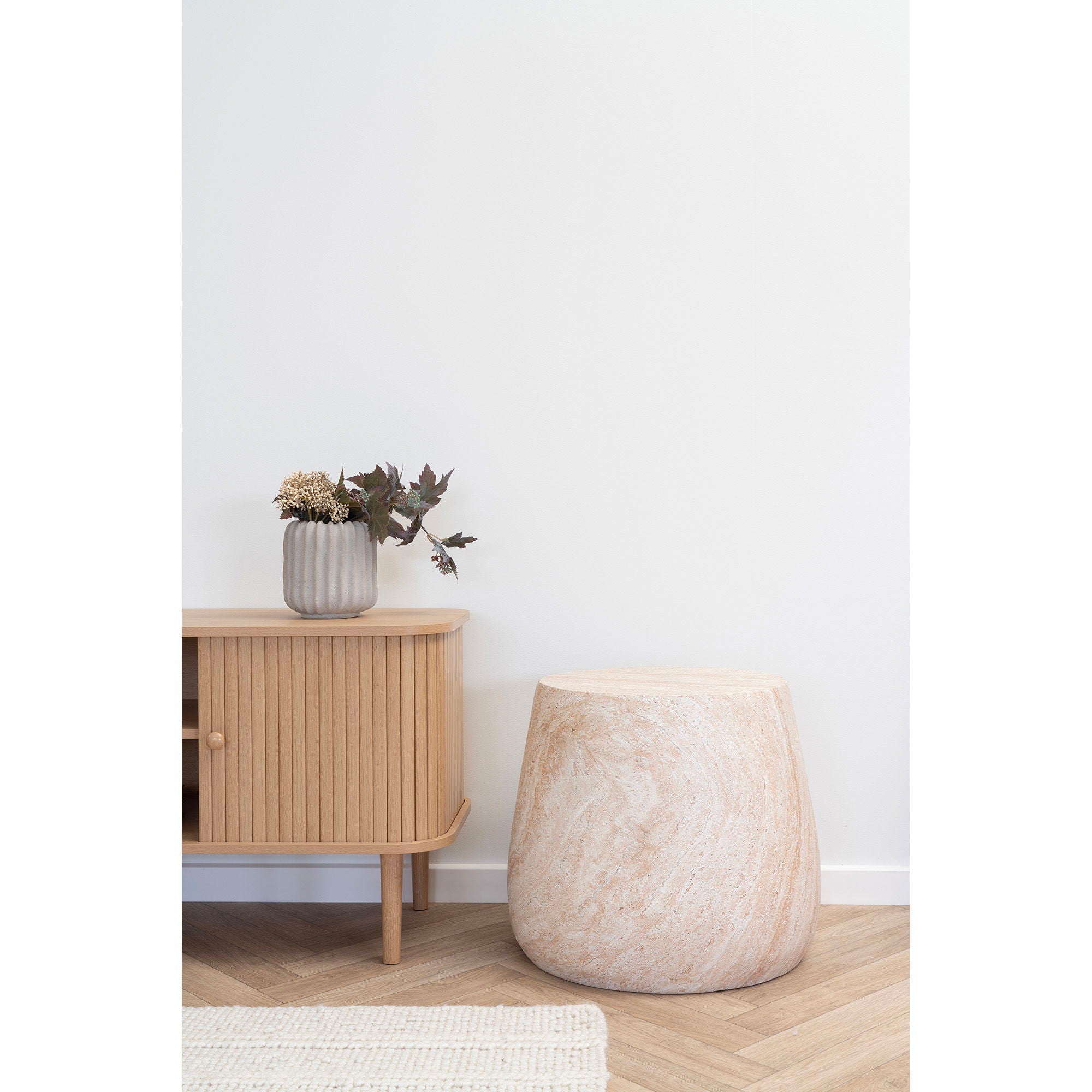 Mesa lateral, argila de fibra, natureza<br>Ø47.5x41 cm