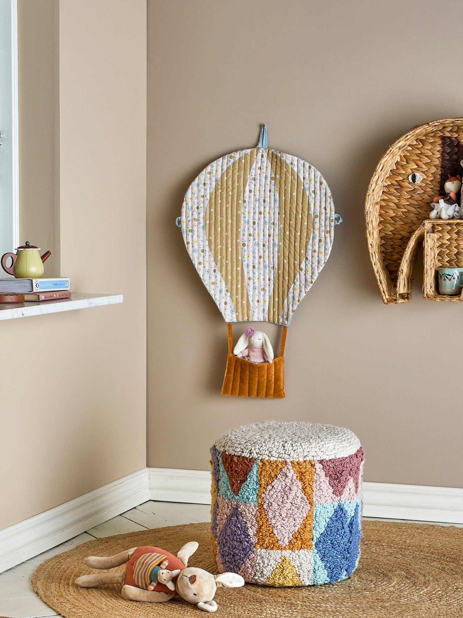 Bloomingville mini miaki puf, cinza, algodão