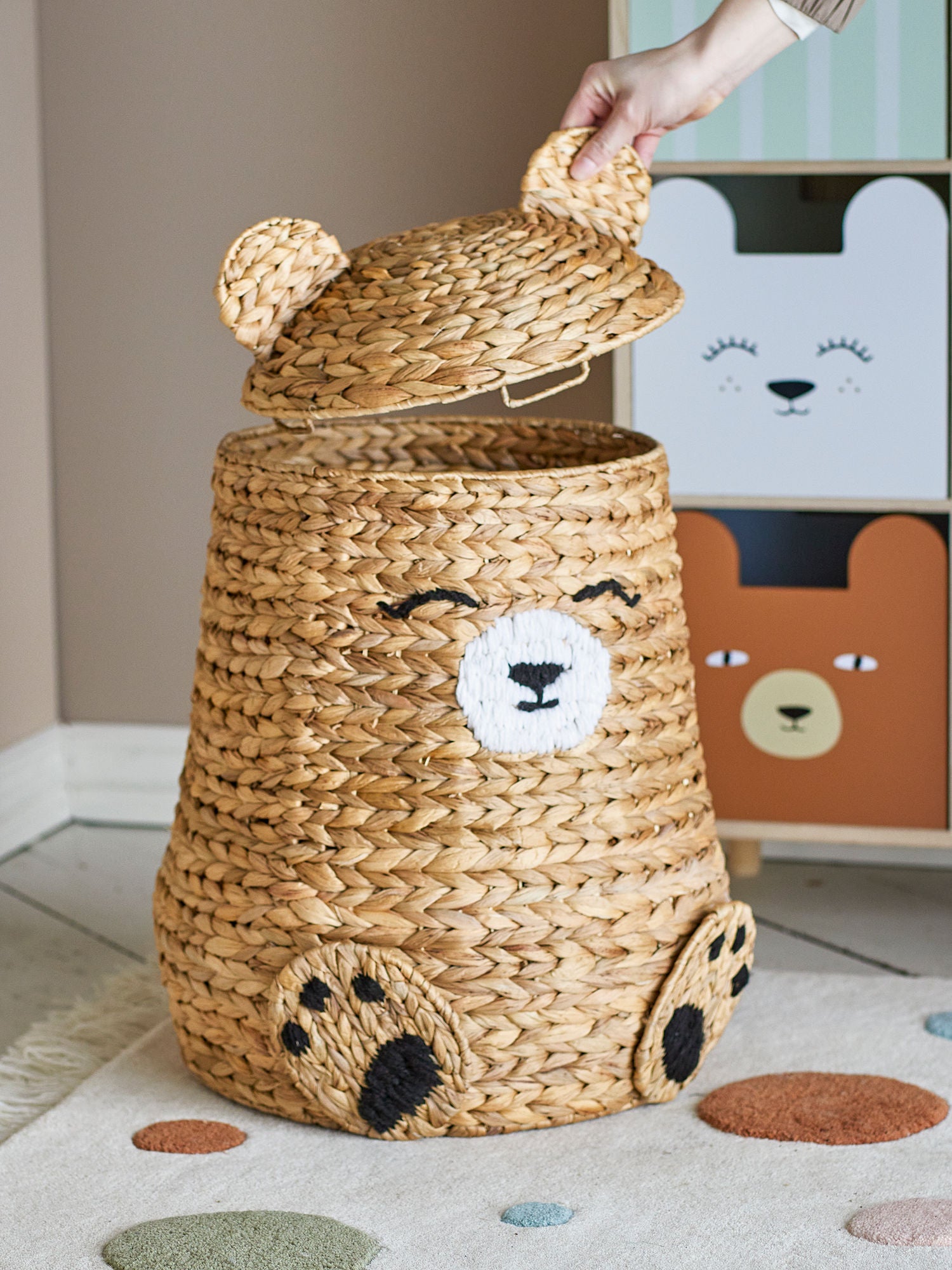 Bloomingville MINI Timone Basket c/tampa, natureza, aguapé