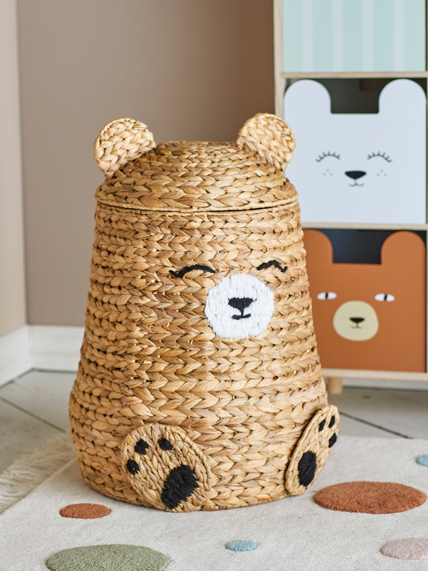 Bloomingville MINI Timone Basket c/tampa, natureza, aguapé