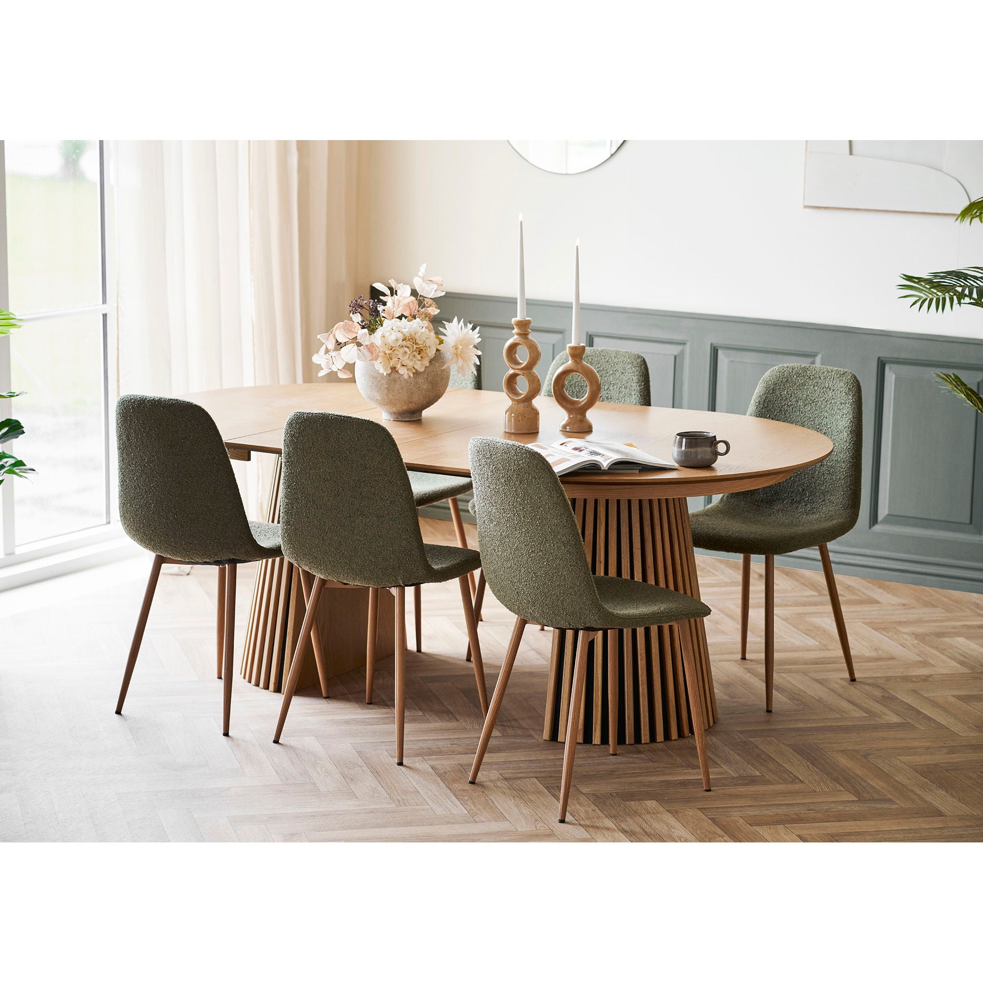 Conjunto de mesa de jantar de Osaka e Estocolmo - mesa de jantar e 6 cadeiras de mesa de jantar