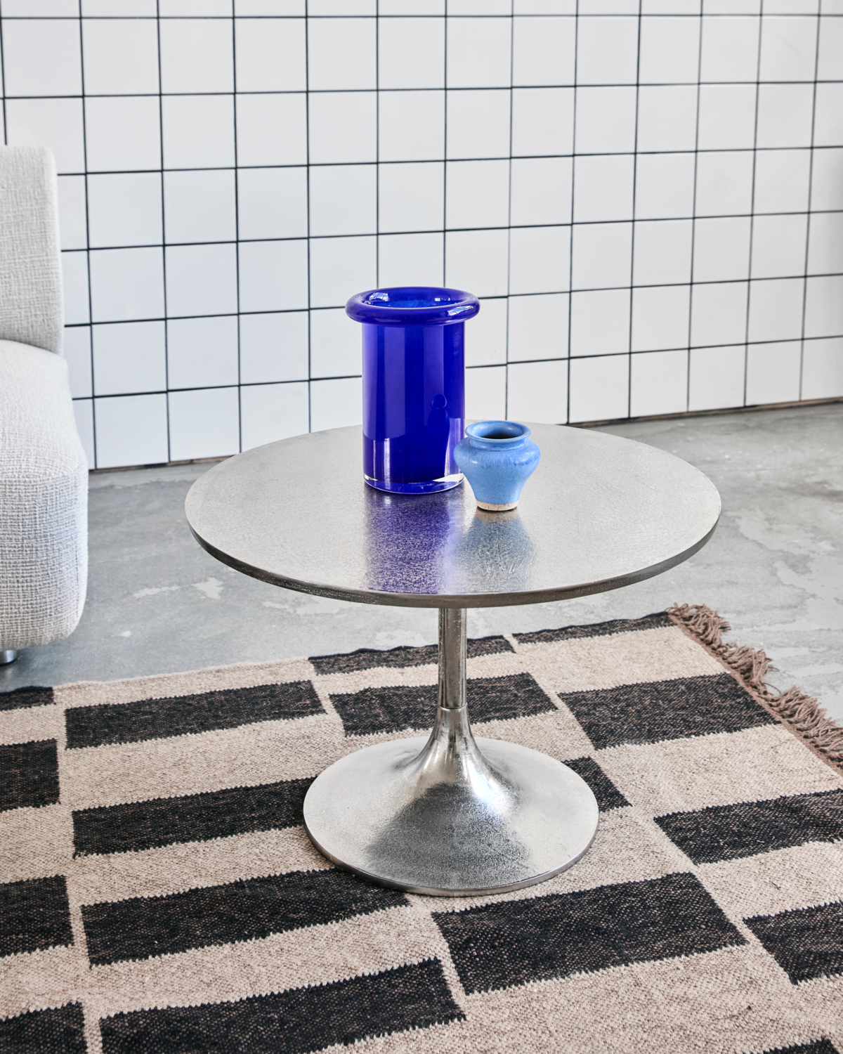 Mesa de centro, HDPan, acabamento prateado