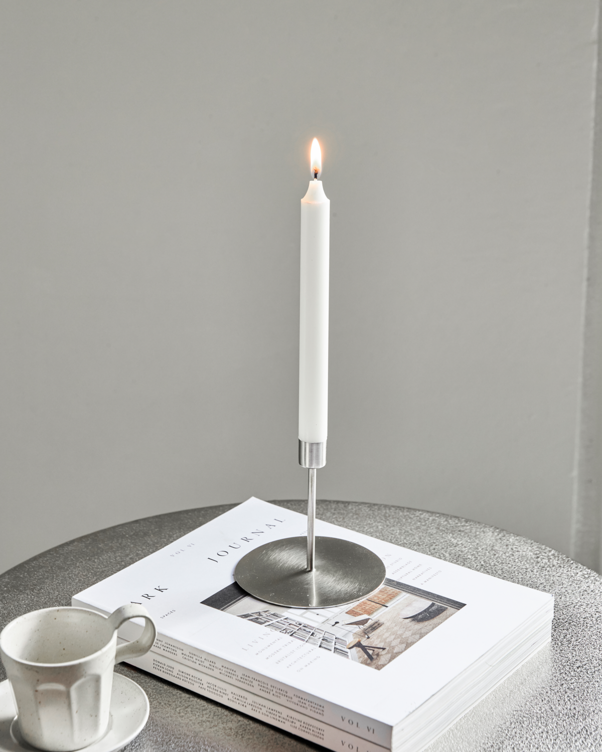 Castiçal, HDAnit, acabamento prateado