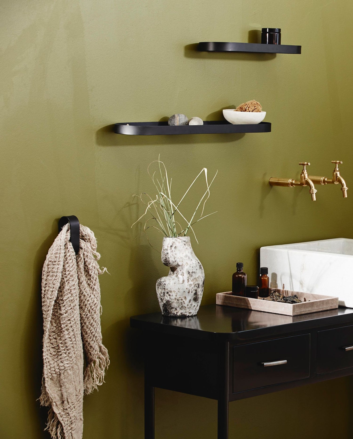 Sotra Towel Suport em aço inoxidável - H10,5 cm - preto