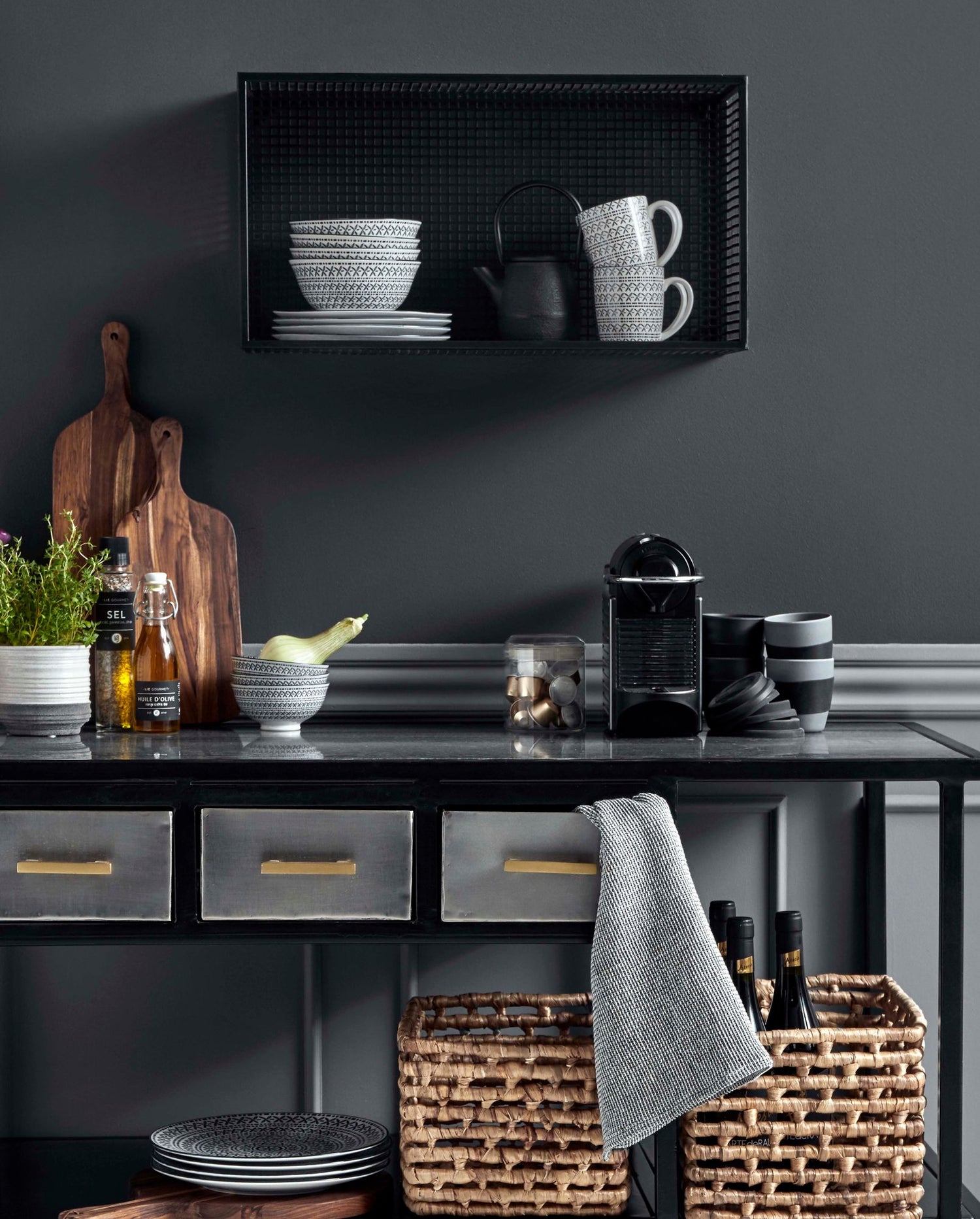 Toalha de waffle waffle - branco/preto