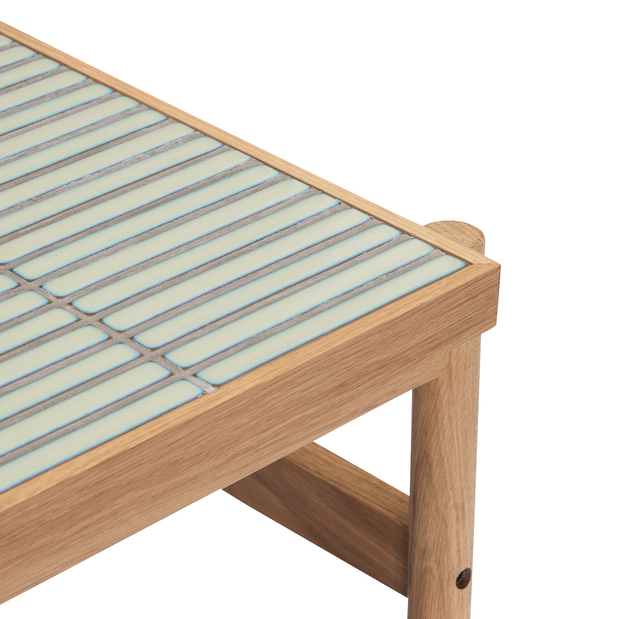 Mesa lateral em azulejo Menta/Natural - 45x50xh44cm
