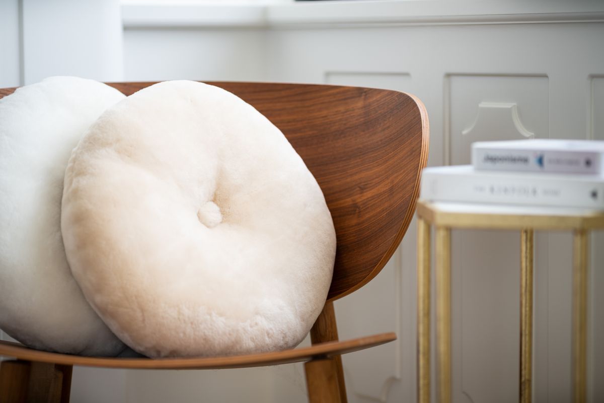 Almofada de pele de cordeiro | Mocassim | Dupla Face | Ø45cm