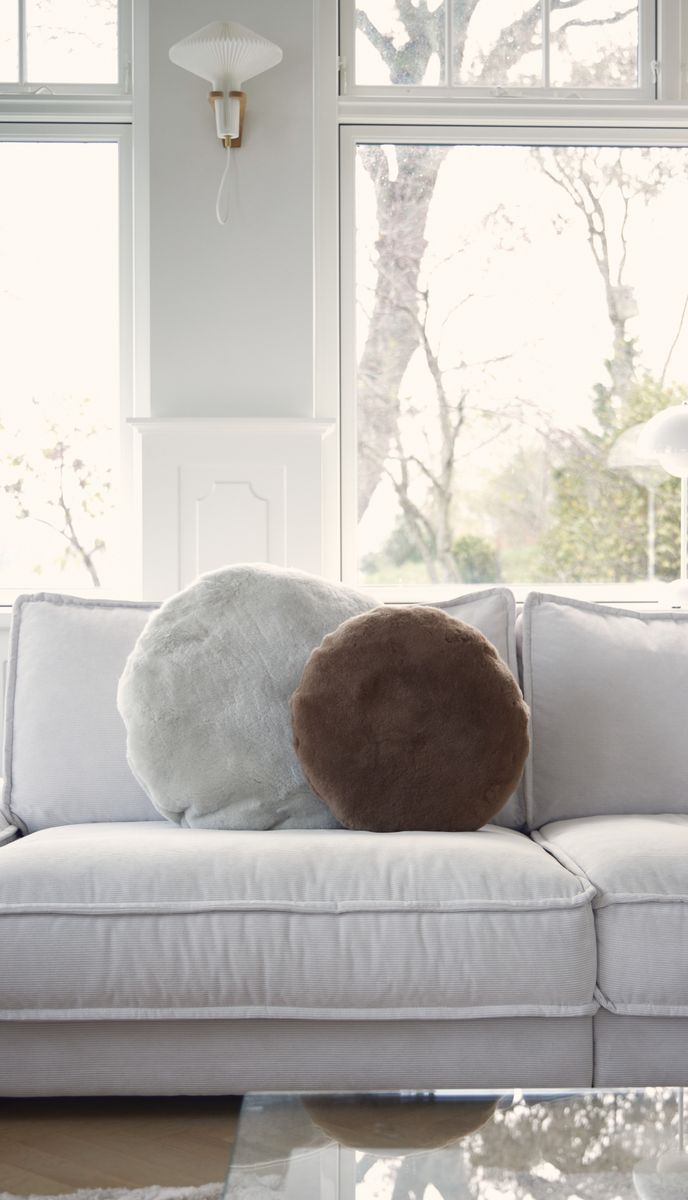 Almofada de pele de cordeiro | Veludo | Mocassim | Dupla Face | Ø45cm e Ø62cm