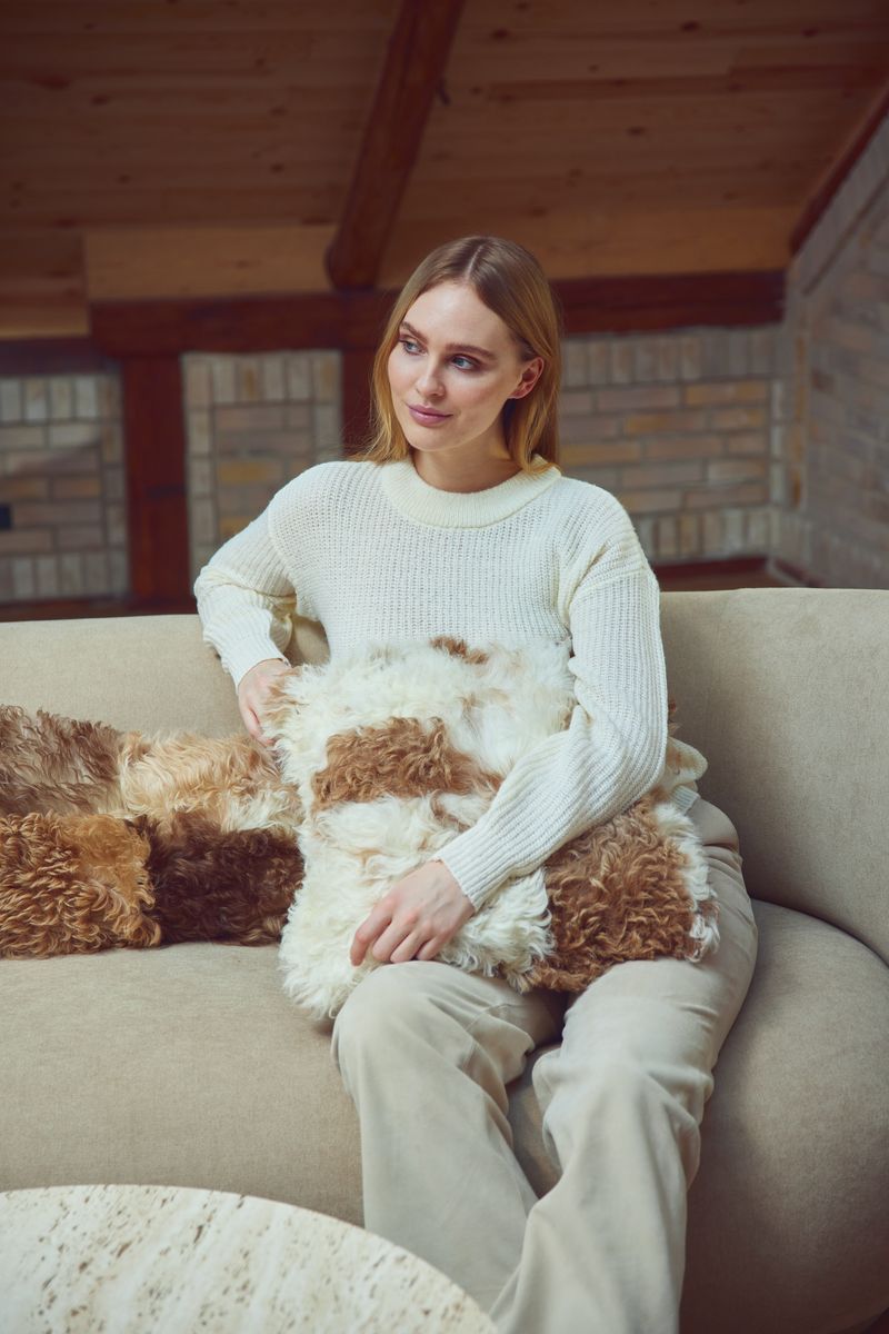 Almofada de pele de cordeiro | Toscana | Dupla face