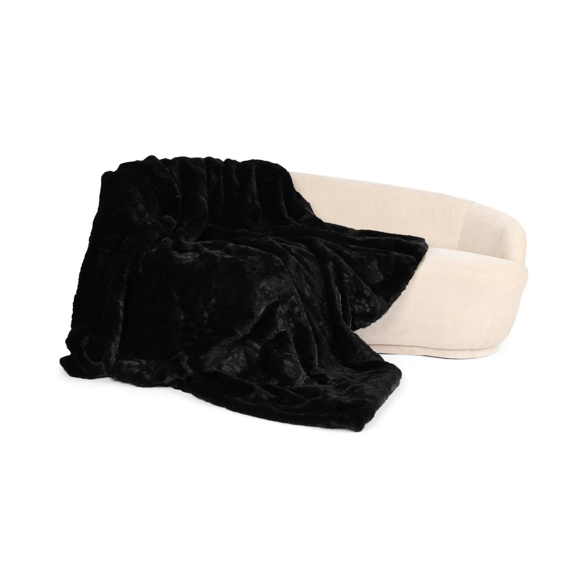 Xadrez de vison | Suporte de caxemira | Preto | 200x200cm