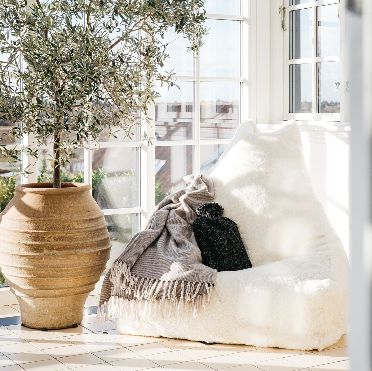 Cadeira pufe | Pêlo curto | Nova Zelândia | 100x100x80cm