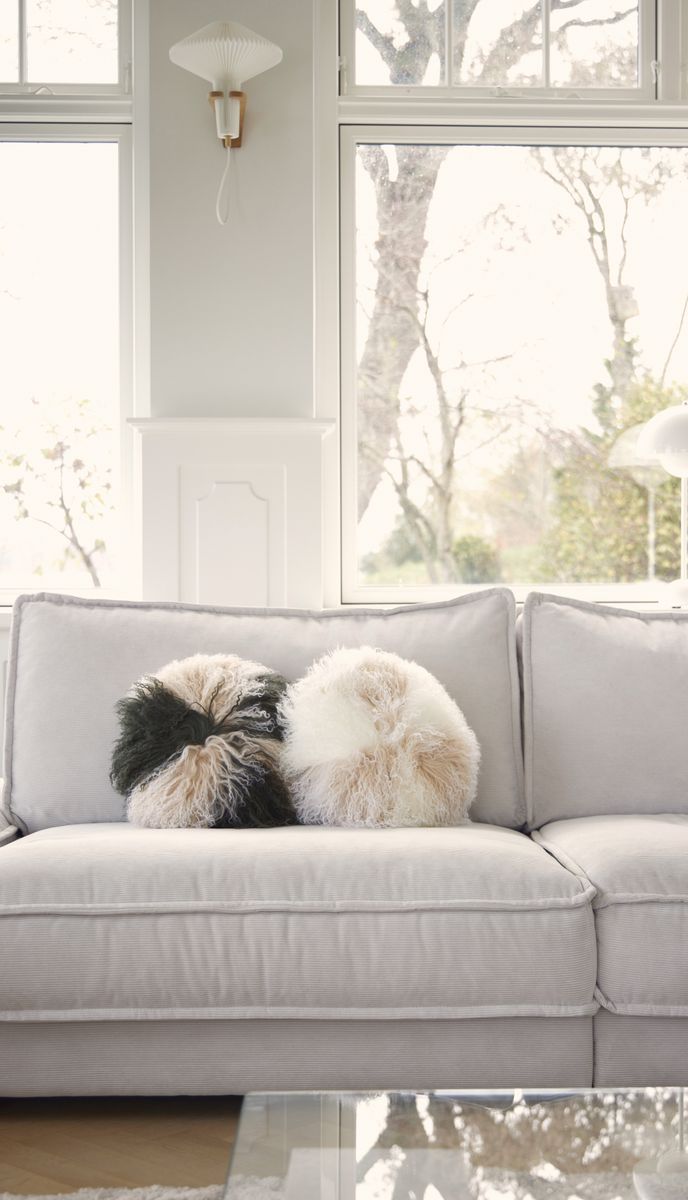 Almofada de pele de cordeiro | Encaracolado | Tibete | Ø45cm, Ø62cm e Ø38cm