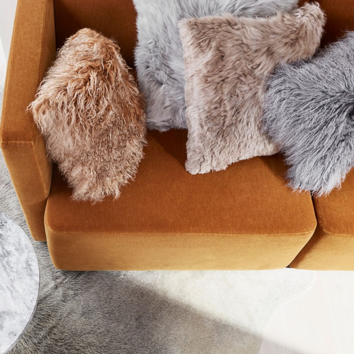 Almofada de pele de cordeiro | Encaracolado | Tibete | 40x40cm