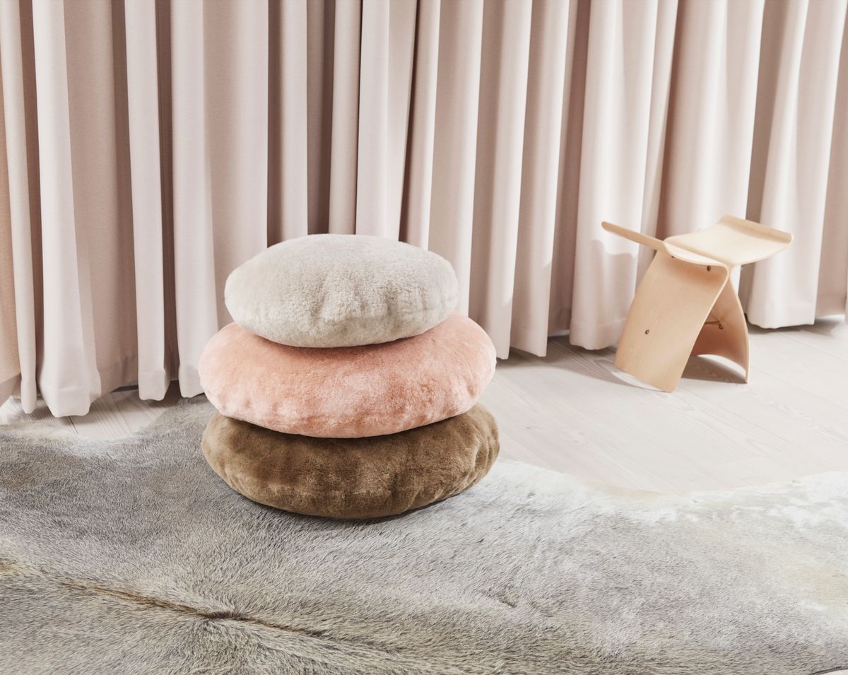 Almofada de pele de cordeiro | Veludo | Mocassim | Dupla Face | Ø45cm e Ø62cm