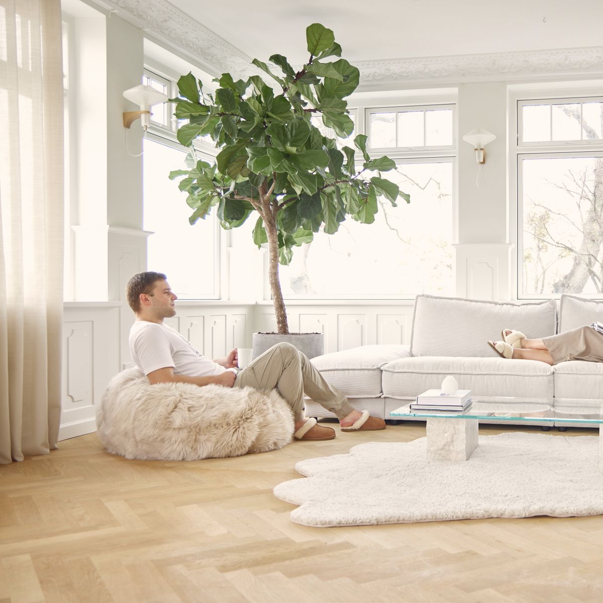 Pufe redondo | Cabelos compridos | Nova Zelândia | 73x74cm e 92x93cm