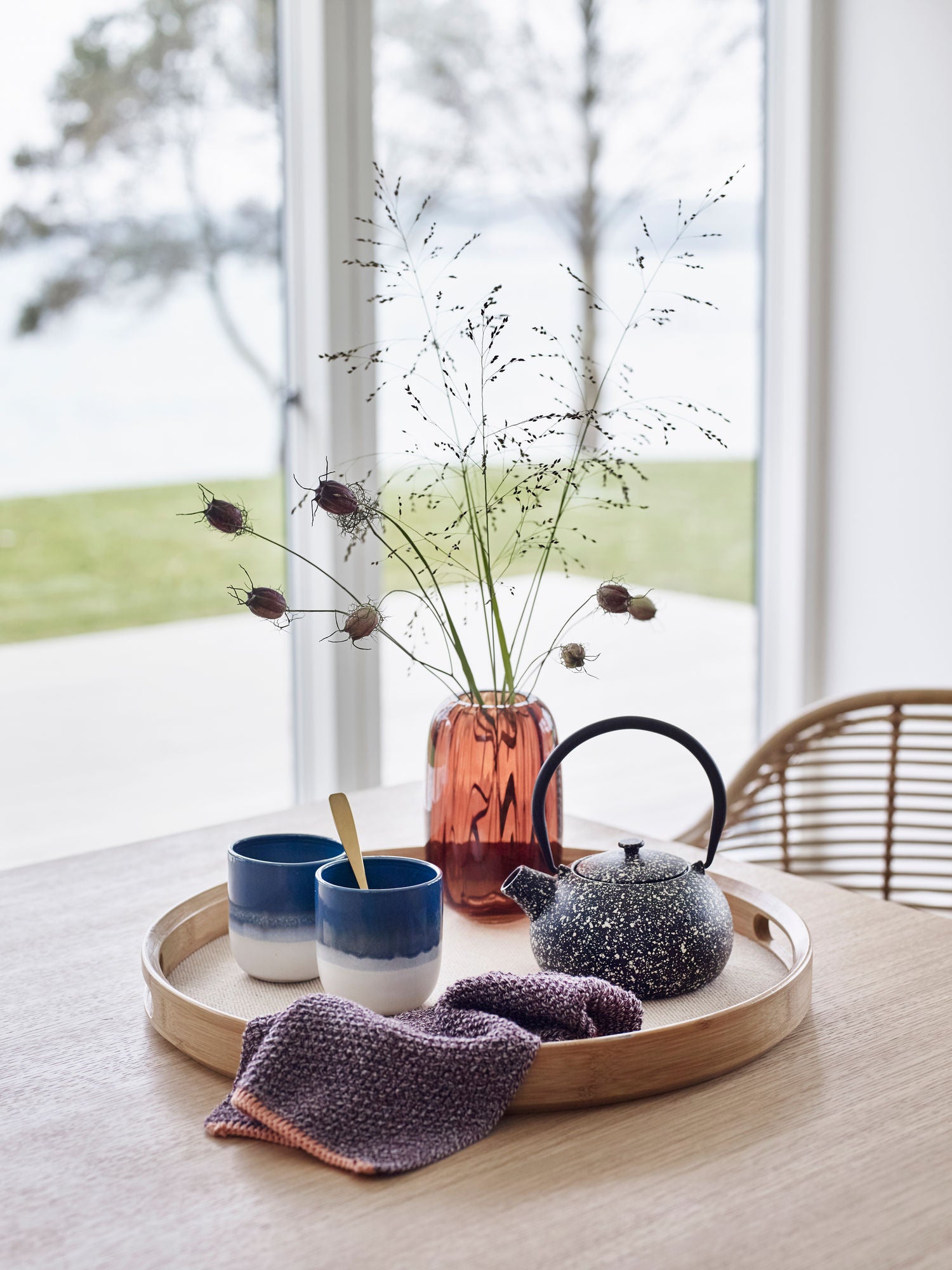 Hübsch Canvas Hills Round Nature (conjunto de 2)