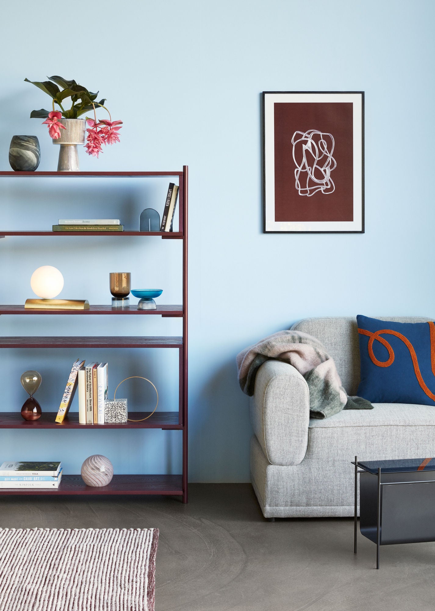 Hübsch Poppy Carpet Burgonha/branco