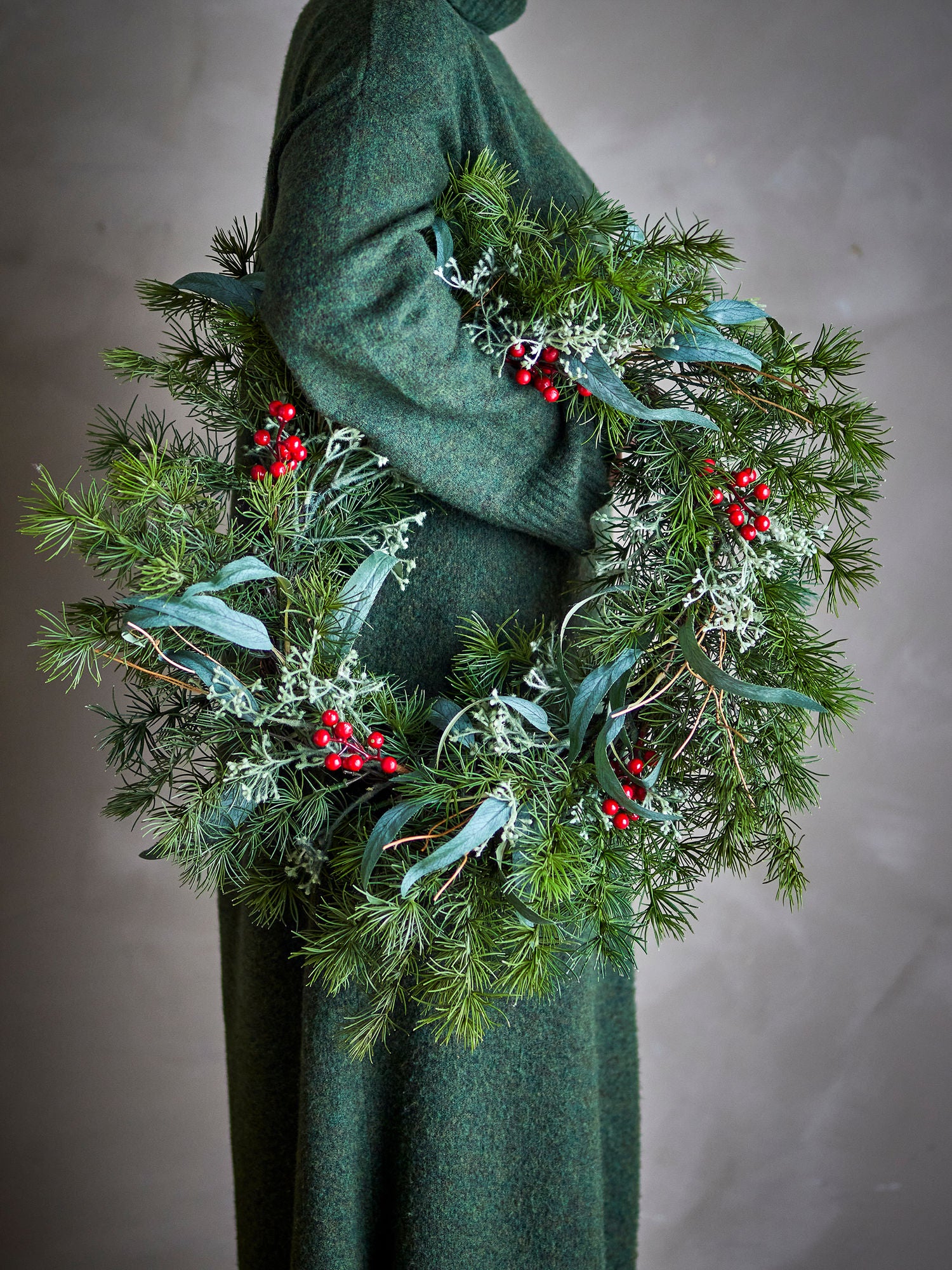 Bloomingville Pine Wreath, verde, flores artificiais