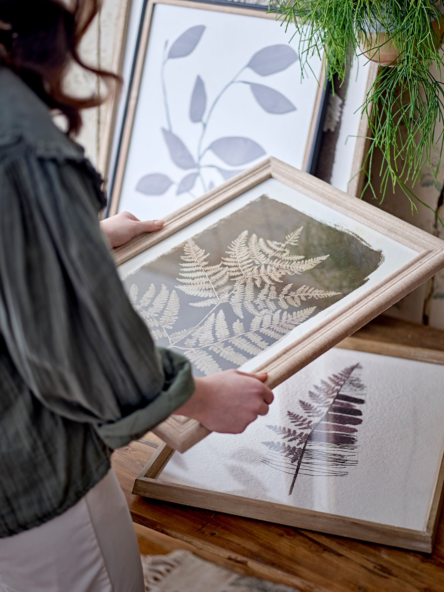 Coleção criativa Ilustração Corval com quadro, natureza, pinheiro