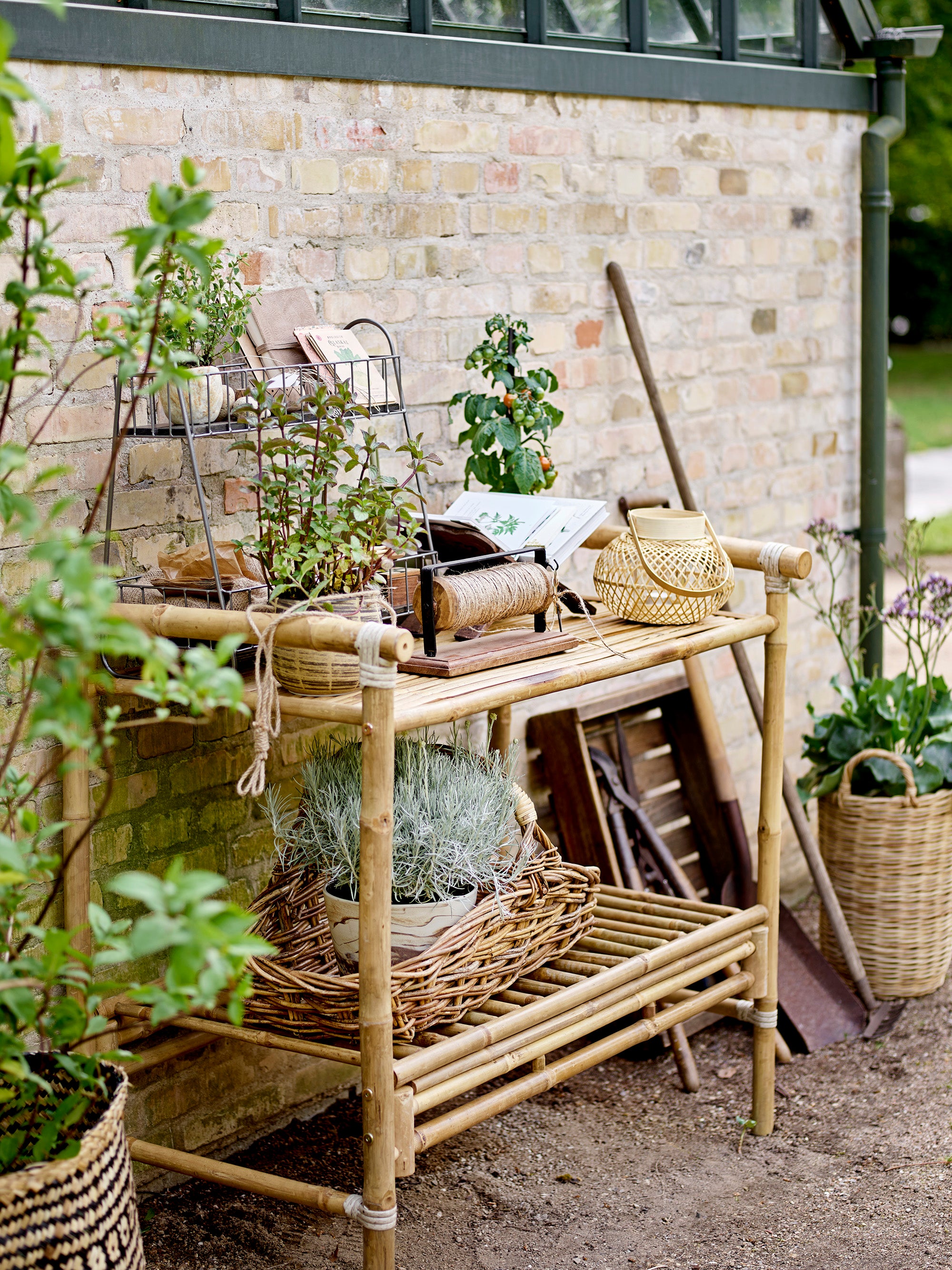 Lanternas Malda com vidro, natureza, bambu