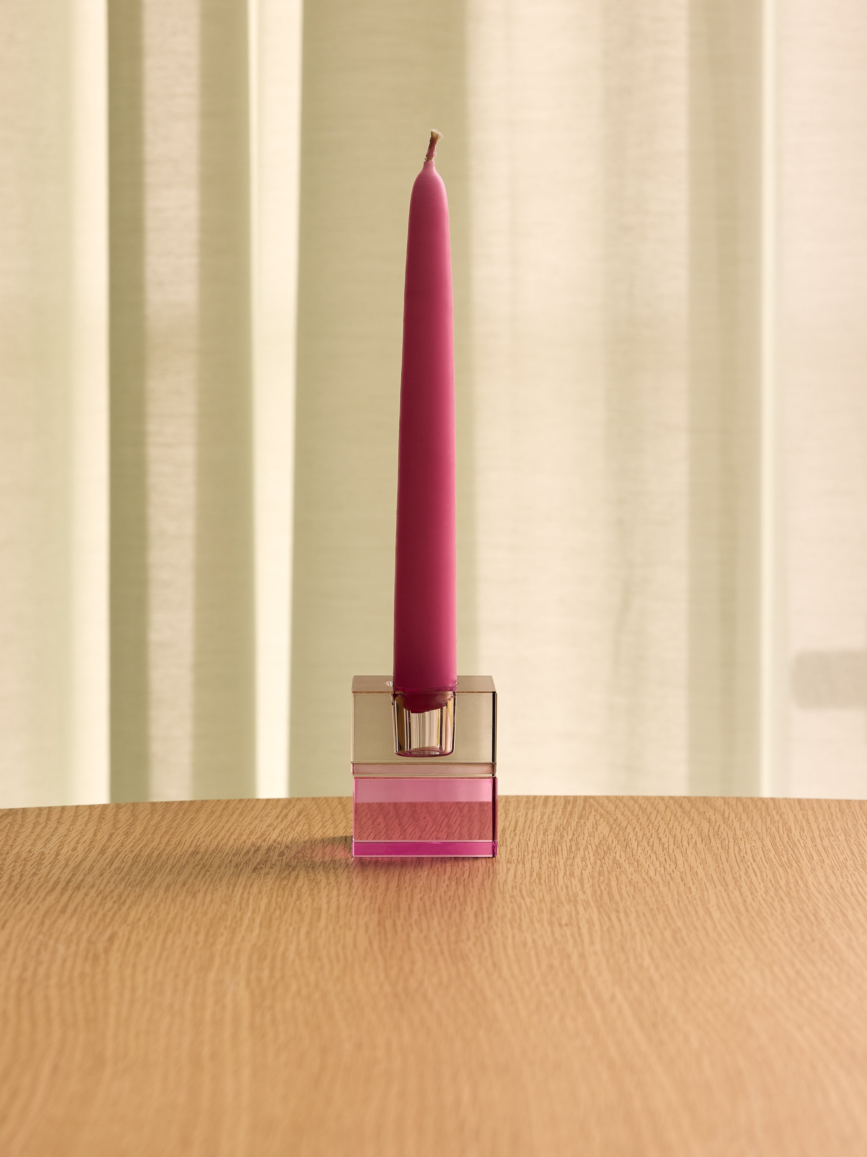 Castiçais Bloco Castanho/Verde & Cinzento/Rosa (conjunto de 2) - 5x5h6cm