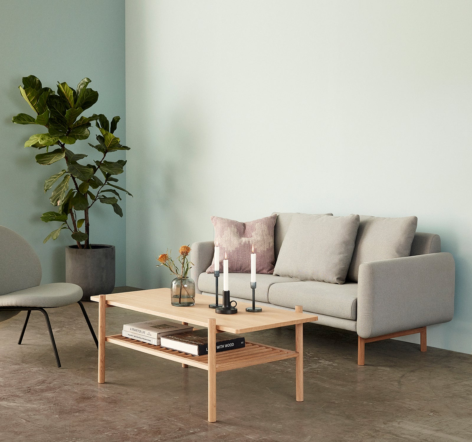 Mesa de Centro Bolota Quadrada Natural - 120x57xh46cm
