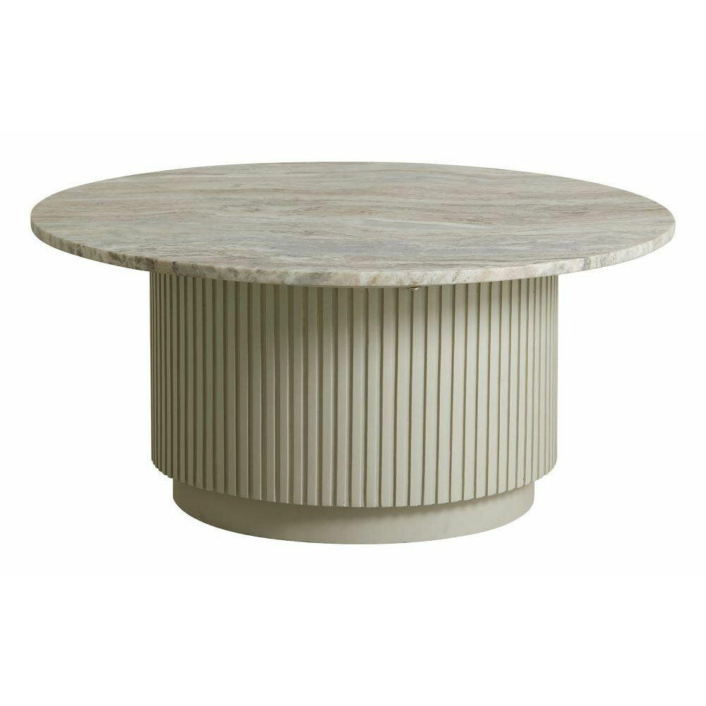 Erie Round Coffee Table em madeira e mármore - Ø90 cm - branco cru, marrom, bege
