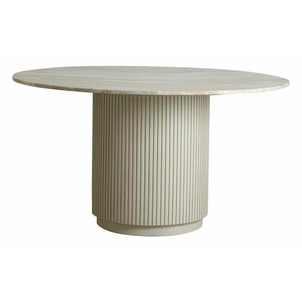 Mesa de jantar redonda de Erie em madeira e mármore - Ø140 cm - branco cru, marrom, bege