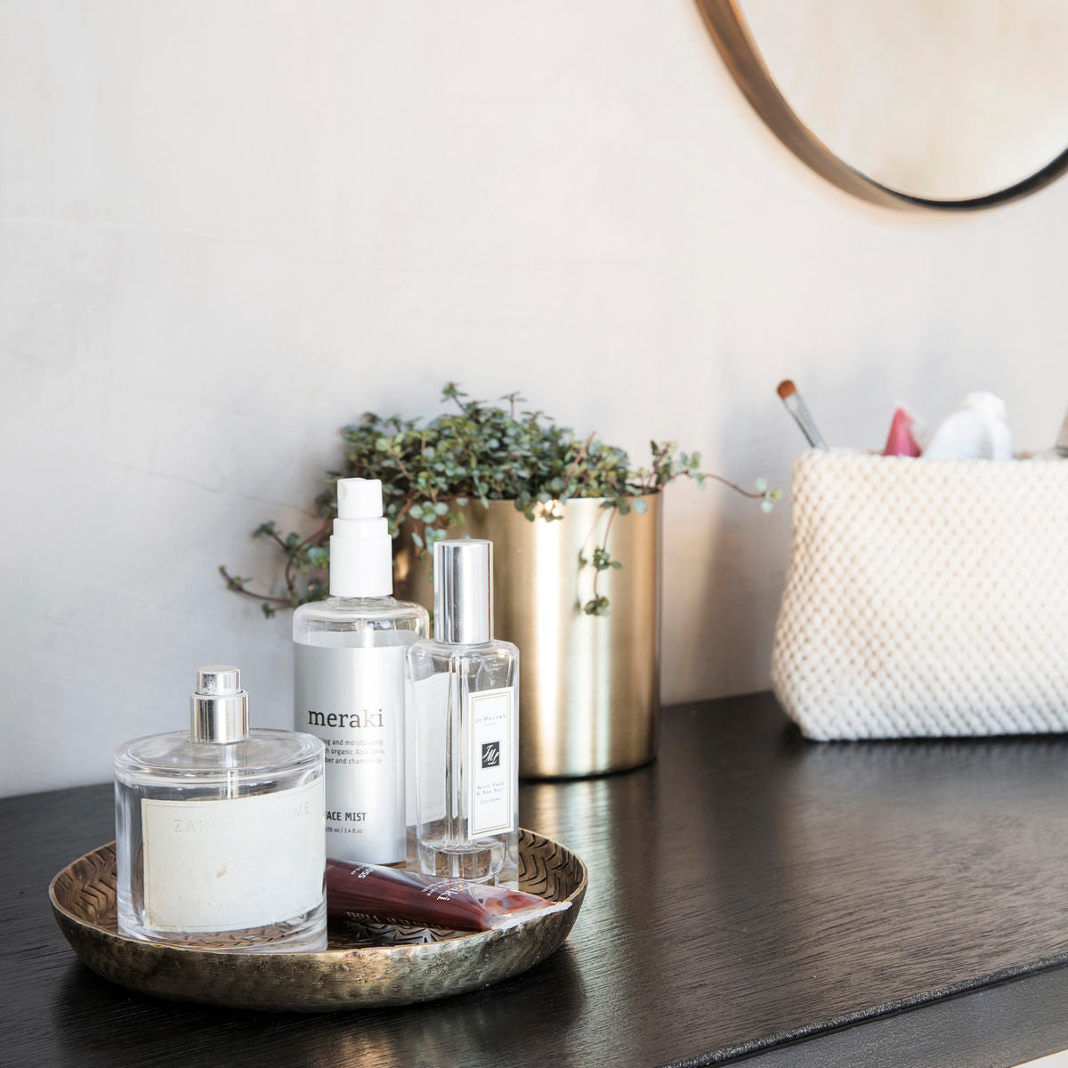 House Doctor - Bakke, Rattan, Messingfinish - h: 1.5 cm, dia: 16 cm - House Doctor - DesignGaragen.dk