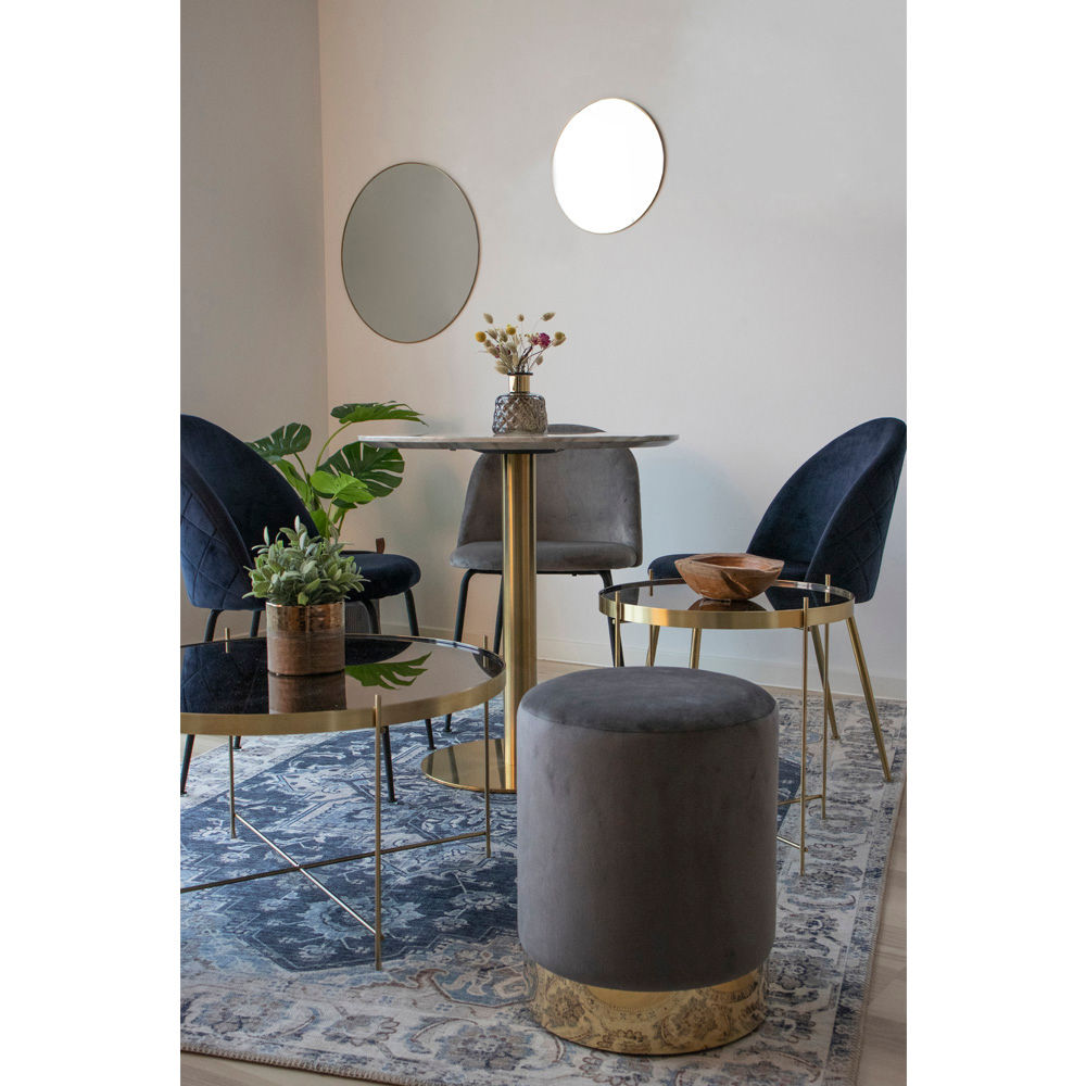 Cadeira de mesa de jantar de Genebra - cadeira de mesa de jantar em veludo, azul com pernas pretas, HN1205