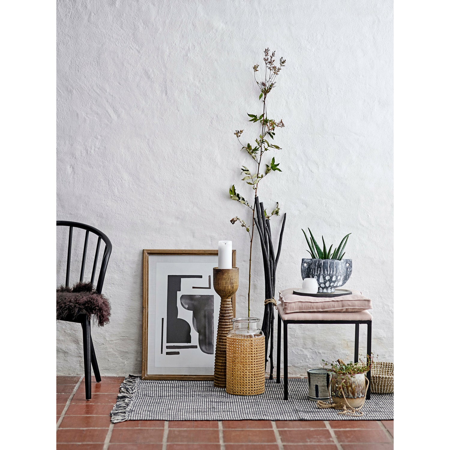 Bloomingville Tammy Taburet, Natur, Polyester B: 43cm, H: 42cm, L: 43cm - Bloomingville - DesignGaragen.dk