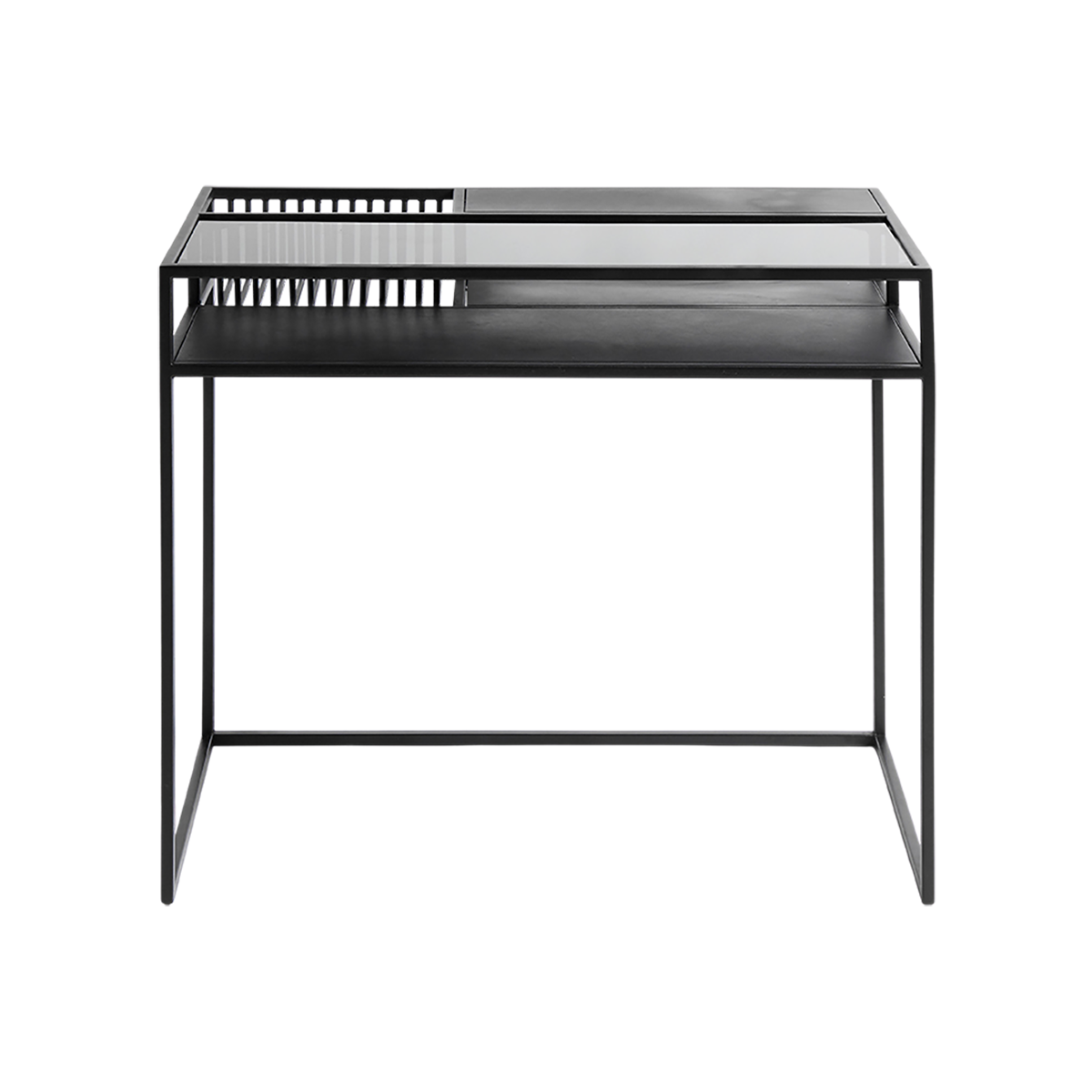 Muubs Skrivebord Denver - Sort m/sort glas - Jern og hærdet glas - W: 90 H: 74 D: 50 cm - DesignGaragen.dk.