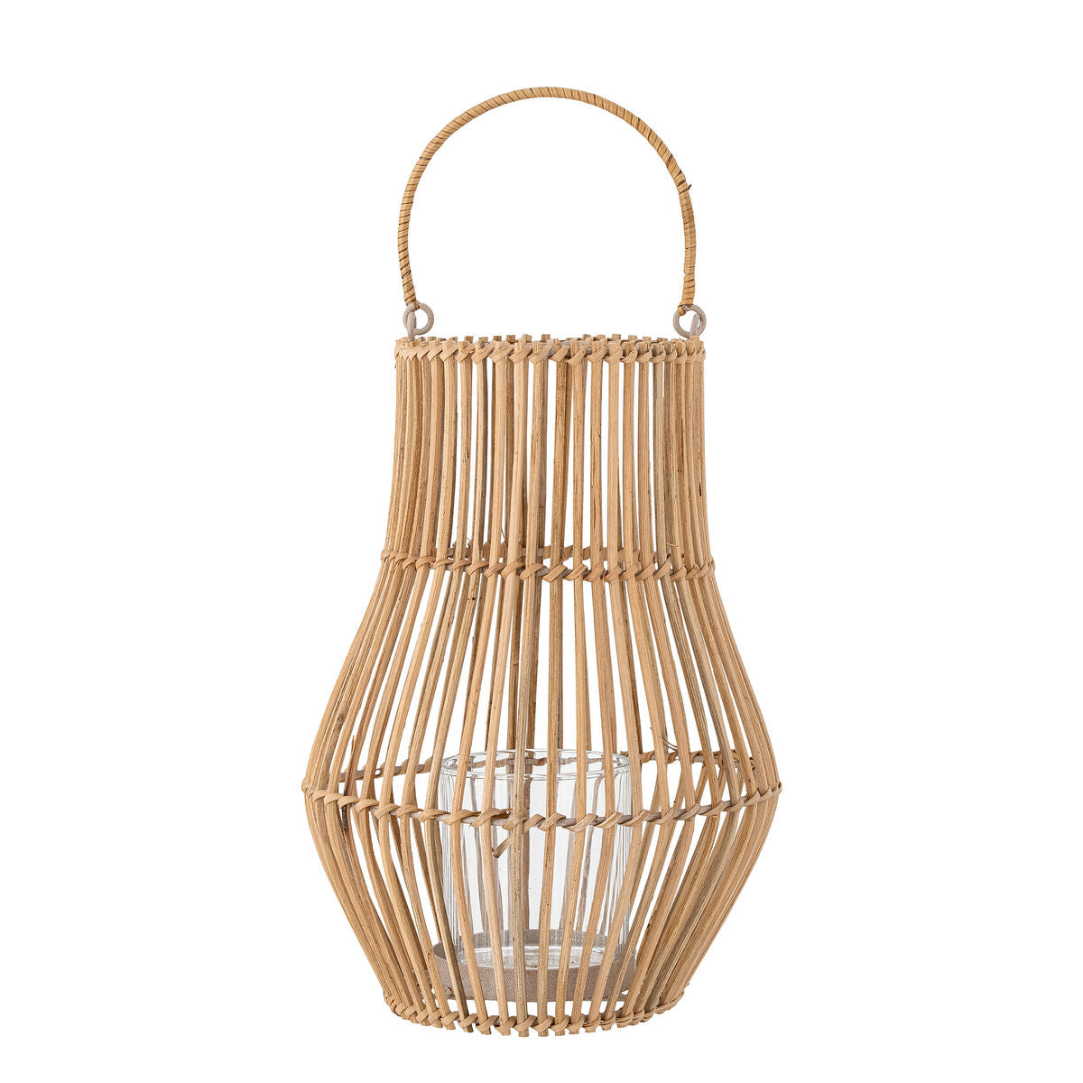 Coleção criativa Rae Lantern w/vidro, natureza, rattan