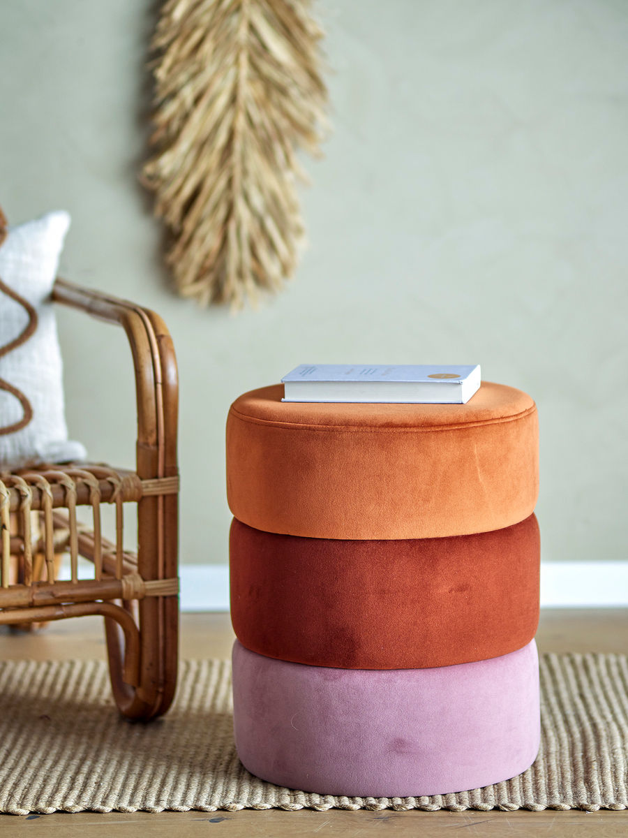 Pufe Bloomingville Bilbao, laranja, poliéster