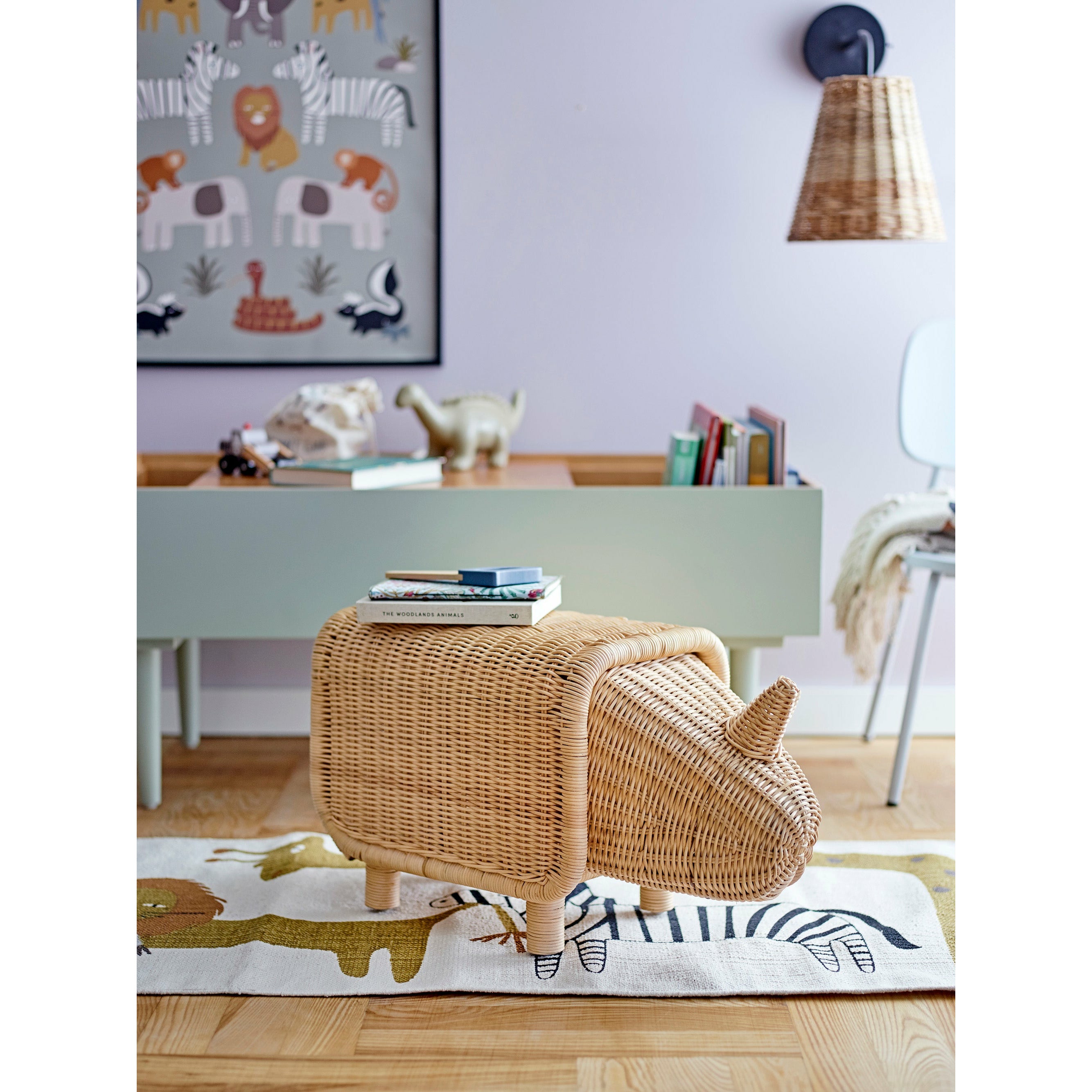 BLOOMINGVILLE Thed Væglampe, Natur, Rattan - L29xH34xW21,5 cm - DesignGaragen.dk.