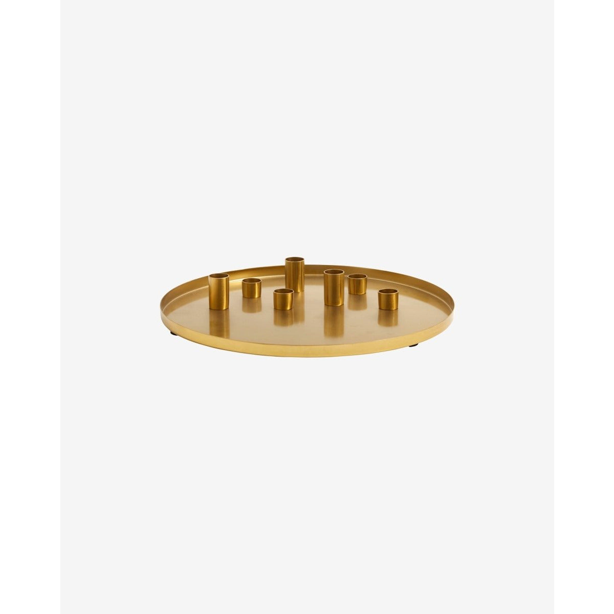 Rund lysestage / lysfad til 7 lys - ø36 cm - messing - Nordal - DesignGaragen.dk