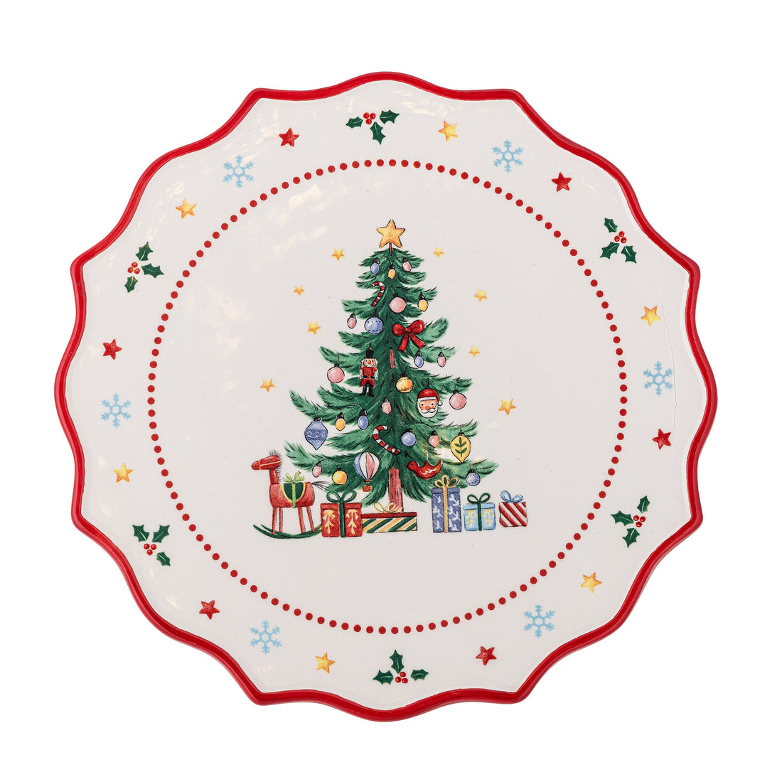 Prato de bolo ingênuo de Bloomingville, vermelho, cerâmica