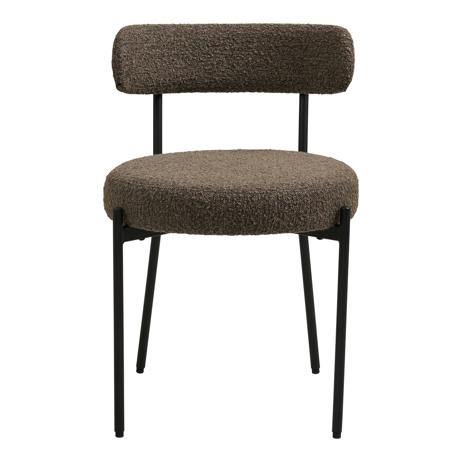 Cadeira de mesa de jantar Badalona - cadeira de mesa de jantar, bouclé, marrom, pernas pretas HN1064