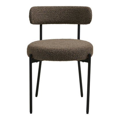 Cadeira de mesa de jantar Badalona - cadeira de mesa de jantar, bouclé, marrom, pernas pretas HN1064