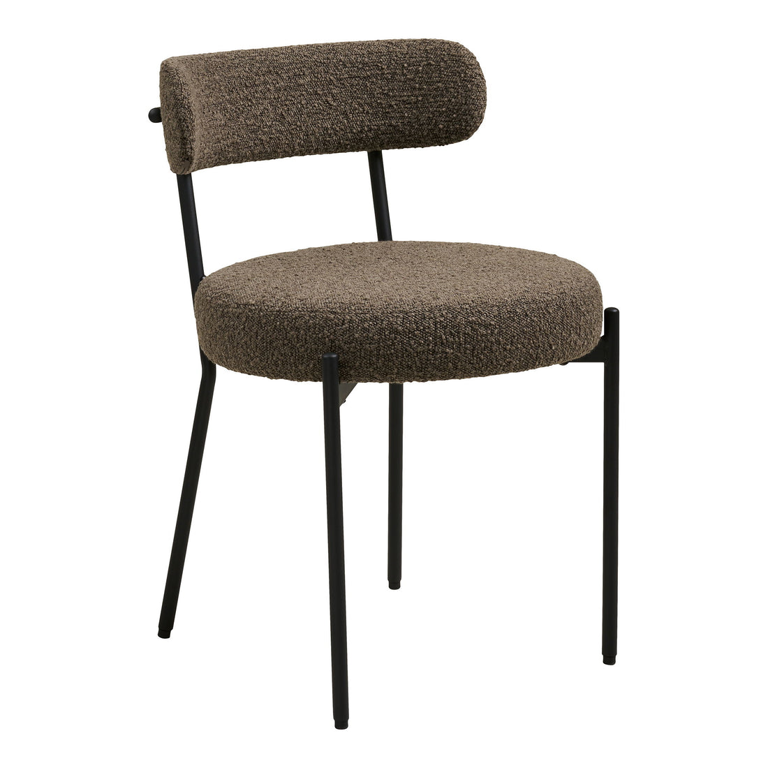 Cadeira de mesa de jantar Badalona - cadeira de mesa de jantar, bouclé, marrom, pernas pretas HN1064