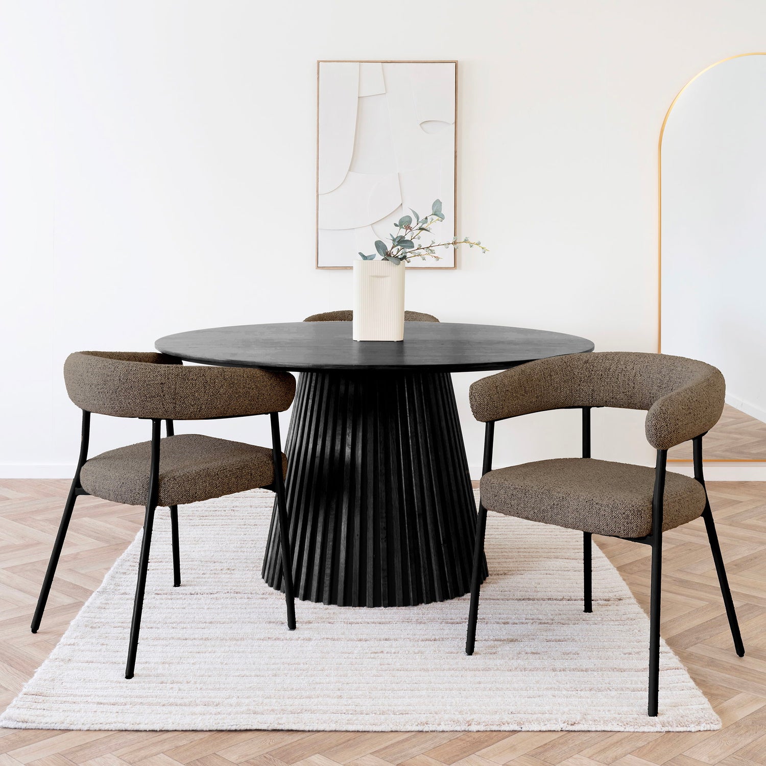 Cadeira de mesa de jantar Trivio - cadeira de mesa de jantar, marrom, pernas pretas HN1314