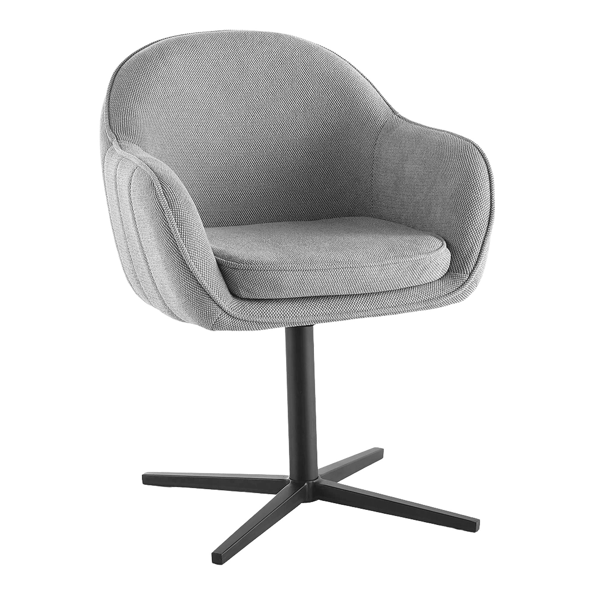 Cadeira de mesa de jantar, pé giratório, cinza claro com pernas pretas, HN1285