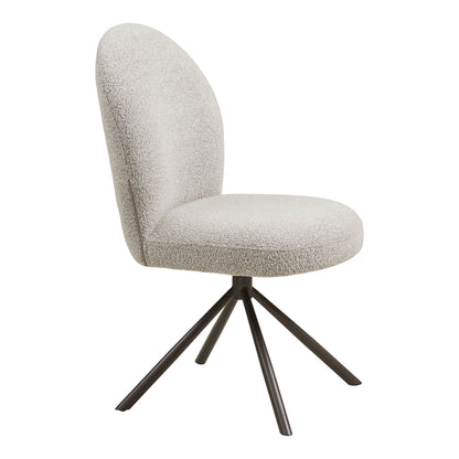 Cadeira de mesa de jantar Lana - cadeira de mesa de jantar com pé giratório, bouklé, areia, pernas cinza HN1267