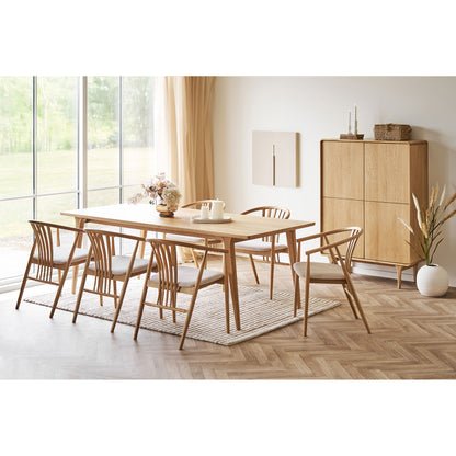Cadeira de mesa de jantar Agustin - cadeira de mesa de jantar, carvalho com assento de tecido, natureza/areia HN1286